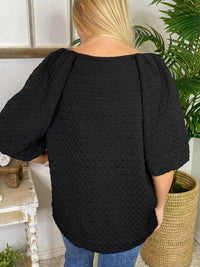 Umgee - Textured Crew Neck Blouse