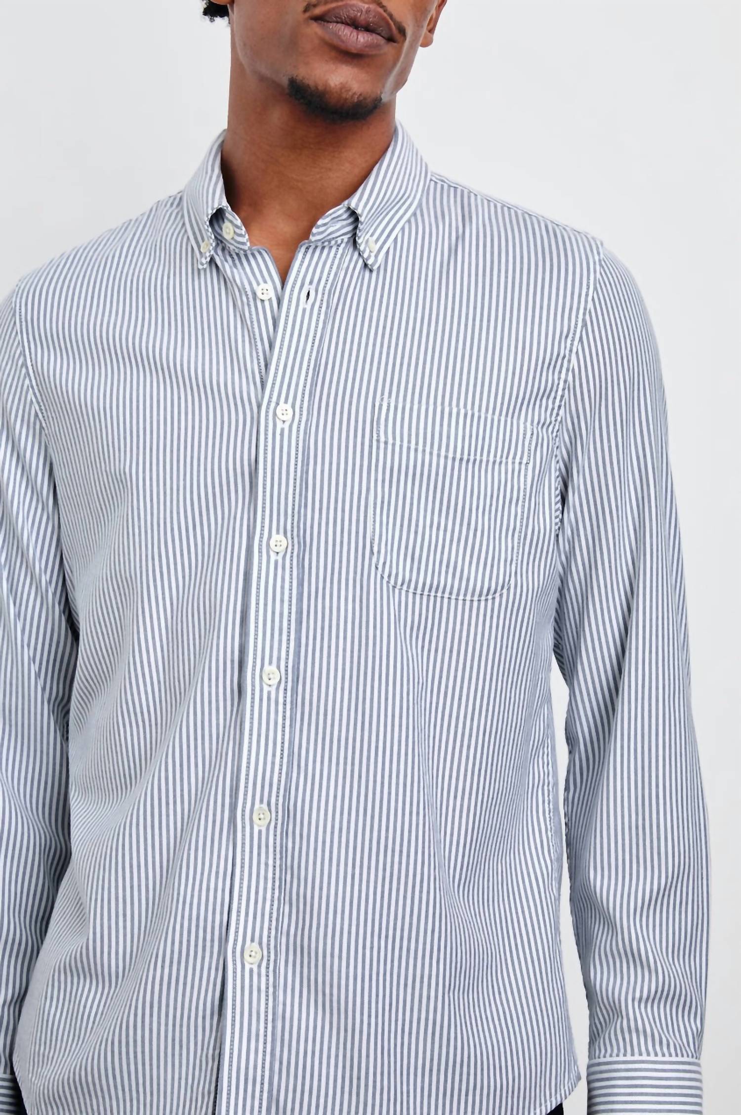 Rails Vance Button-down Shirt in blue white stripe - men's shirt - alternate view