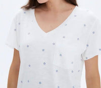 CHRLDR Stars V Neck Top in white blue - women's t-shirt - alternate view