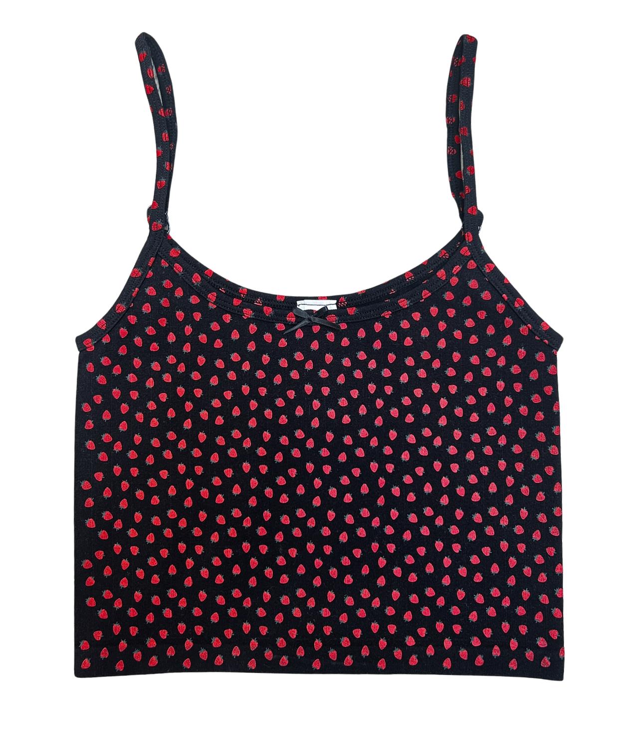 8apart Junior Women's Summer Strawberry Top in black - women's shirt