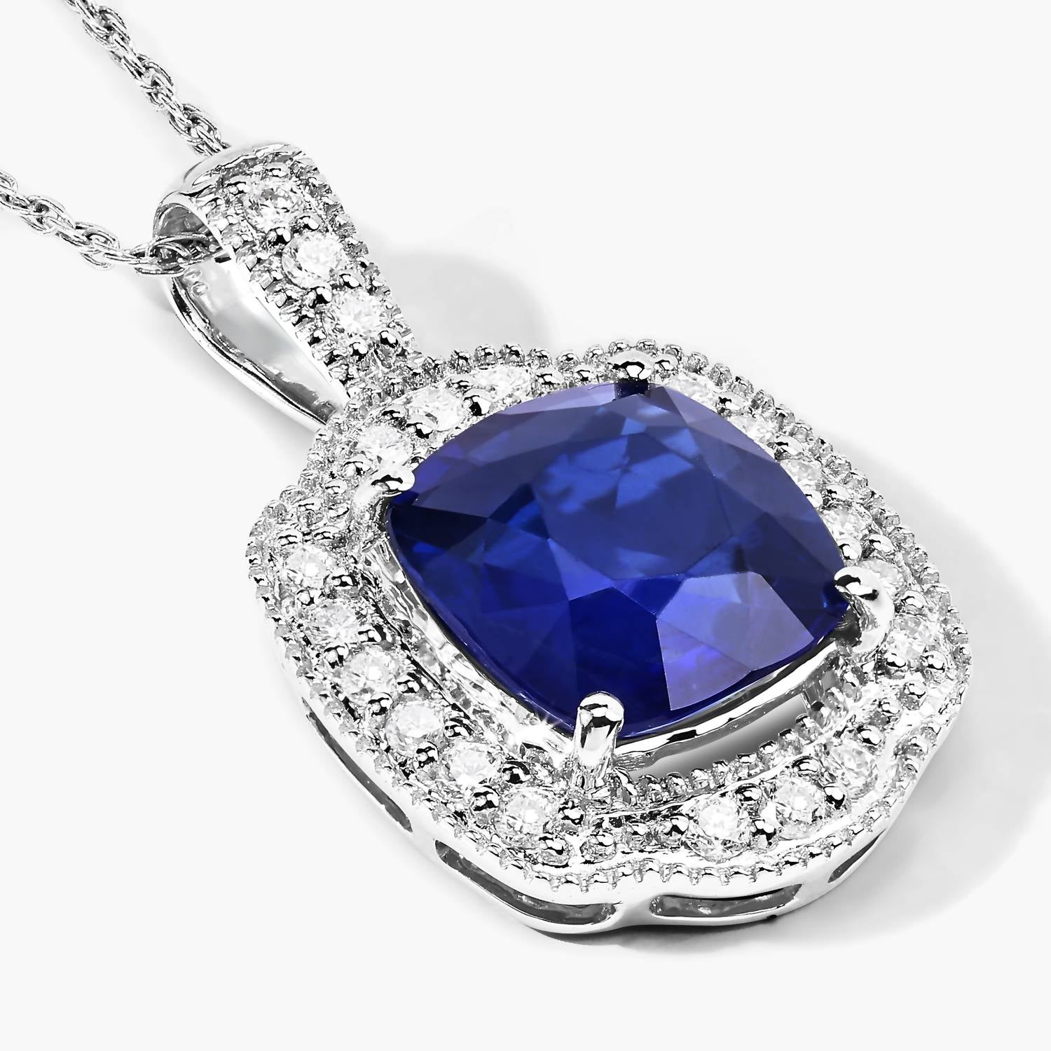 Diana M Jewels - Women's Cushion Natural Sapphire Pendant Necklace (2.53 Ct) - Signature