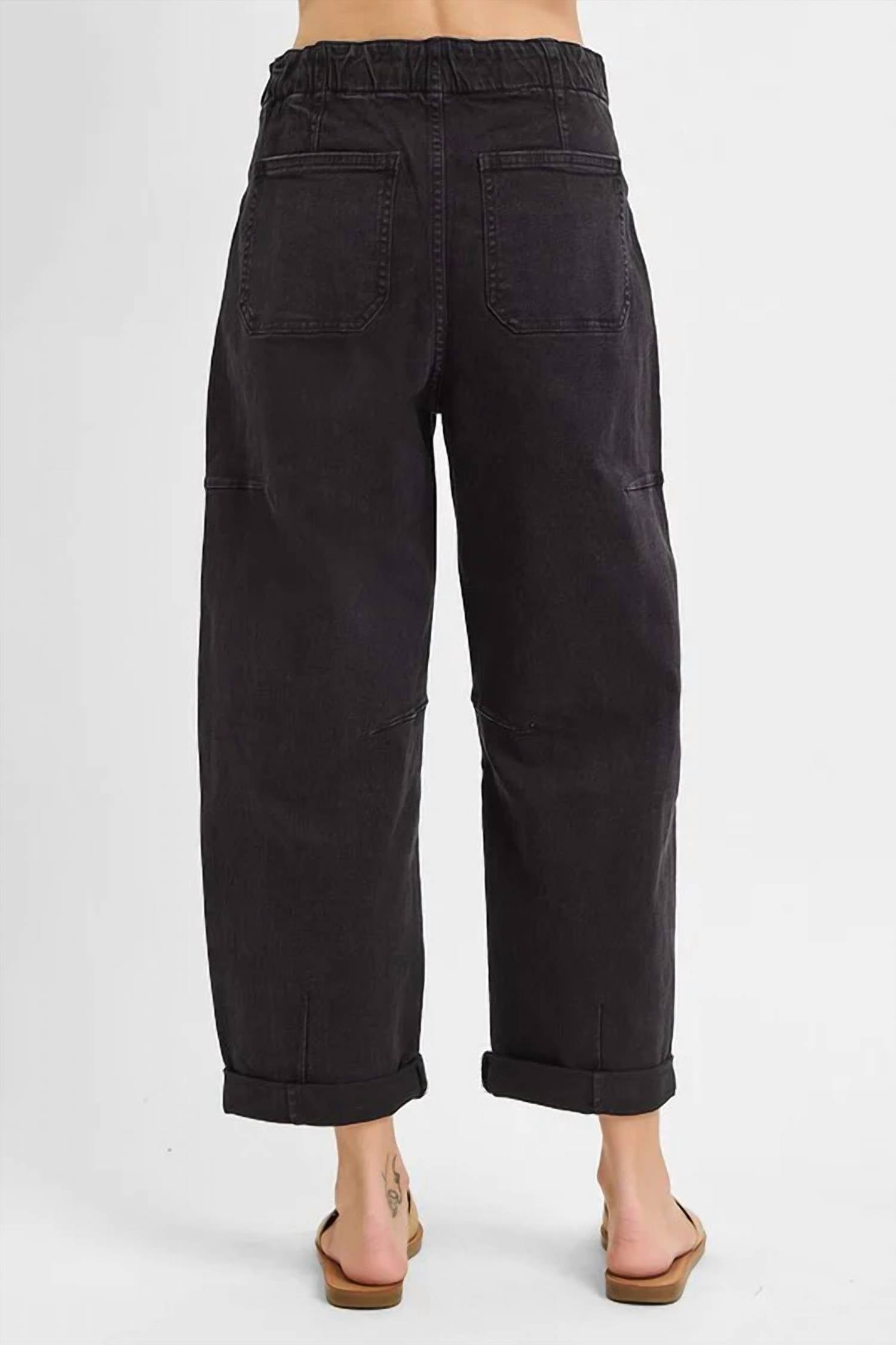 Risen - High Rise Boyfriend Cuffed Barrel Jeans