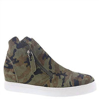 ALL BLACK Women's Fur Top & Zip Wedge Sneakers in camouflage - women's shoe