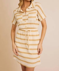 Gilli - Collared Tie Waist Mini Dress