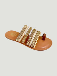 Camel Threads Women's Boho Chic Fringe Sandals in champagne - women's sandal