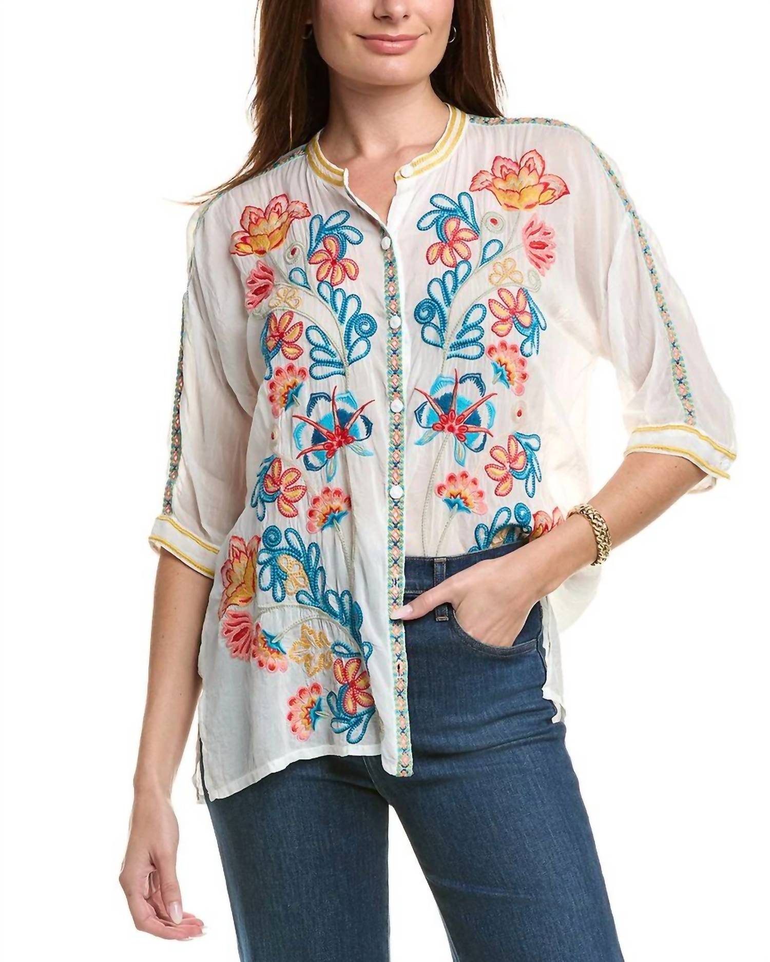 Johnny Was AUDREY SHIRT in white - women's blouse