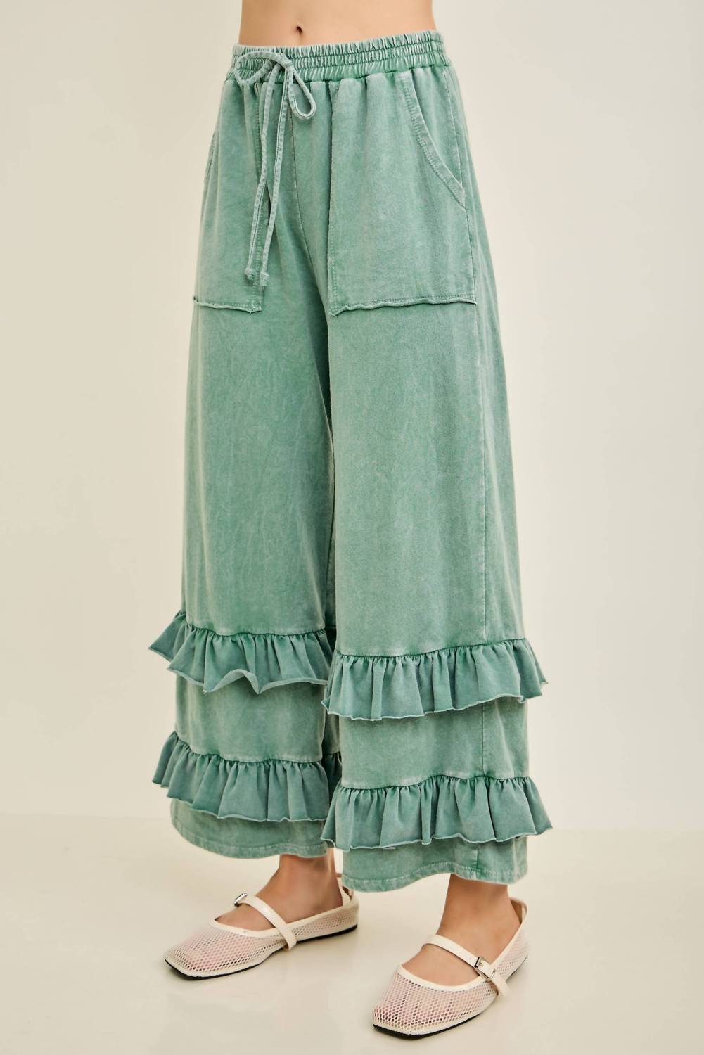 J.Her - Mineral Washed Double Ruffle Boho Princess Pants