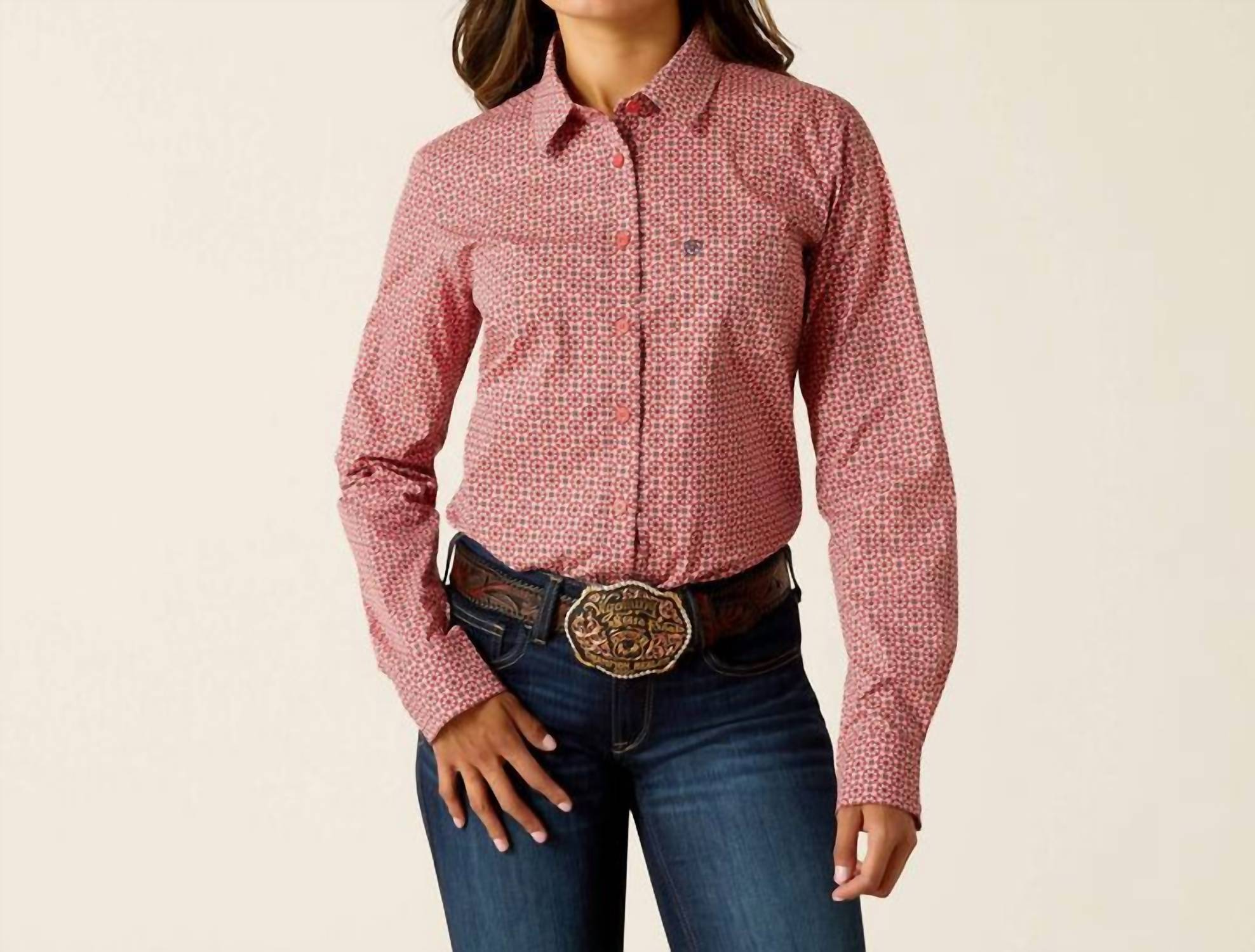 ARIAT Women's Kirby Long Sleeve Shirt in garnet rose - women's shirt