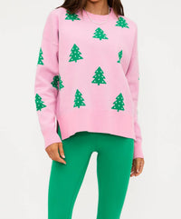 Beach Riot Callie sweater in pink christmas - women's sweater
