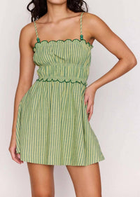 MINKPINK Capri Mini Dress in green striped - women's dress