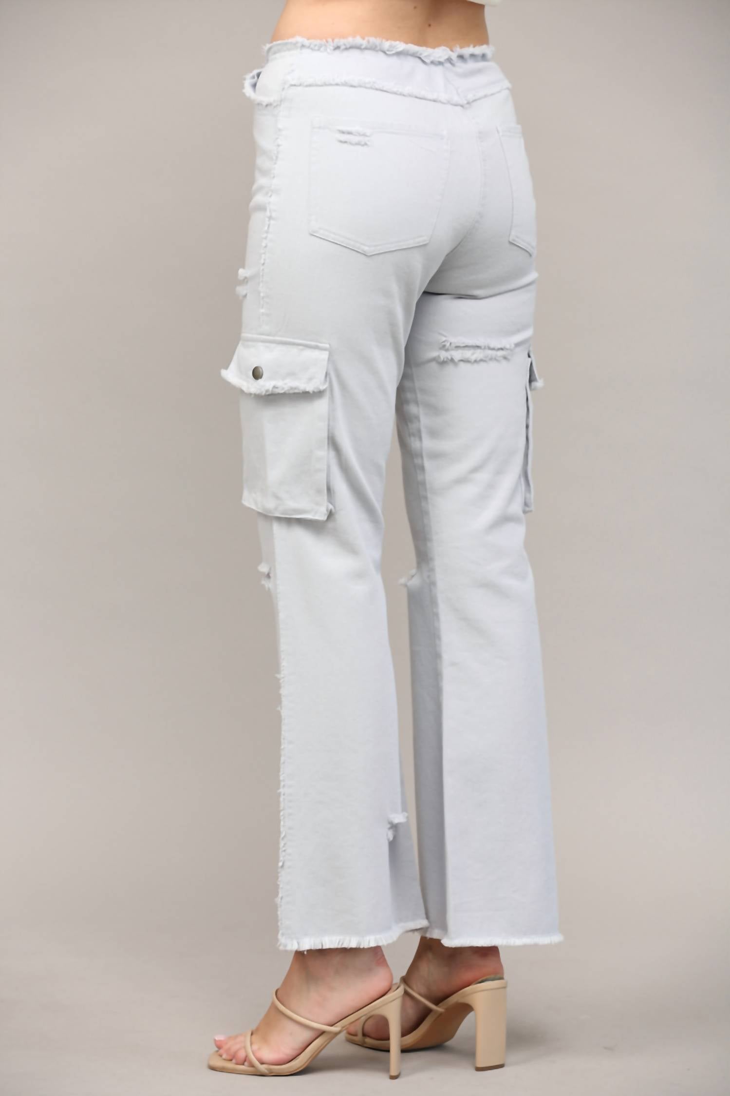 Fate - Distressed Detail Flare Cargo Pants