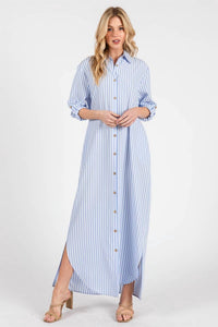 Peace Love Line - Seaside Striped Button Down Maxi Dress