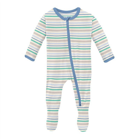 Kickee - Baby Mythical Stripe 2 Way Zipper Footie