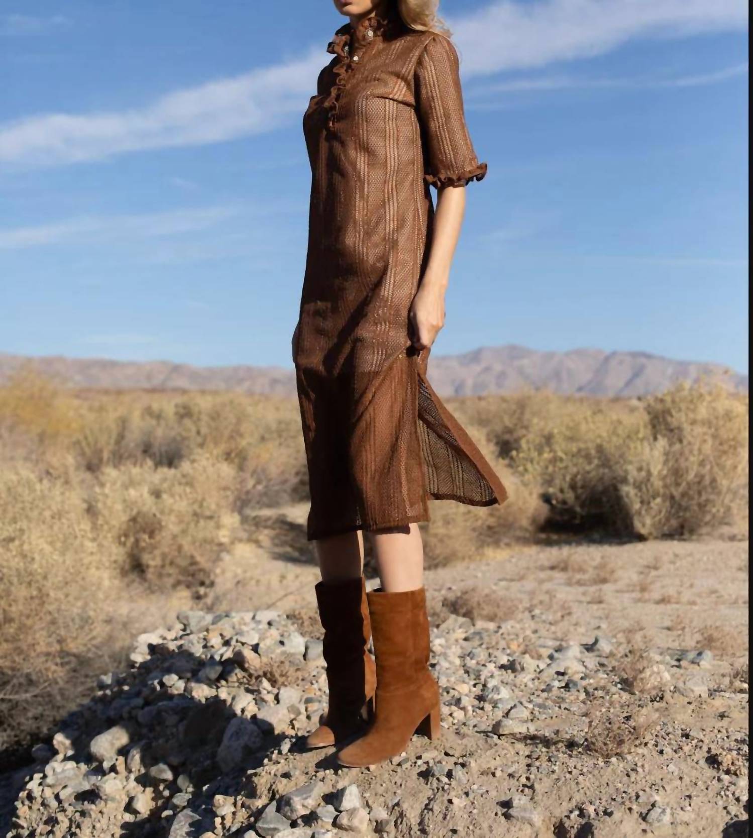 Never A Wallflower - Ruffle Collar Maxi Dress