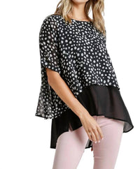 Umgee - Dalmatian Layered Cuff Sleeve Top