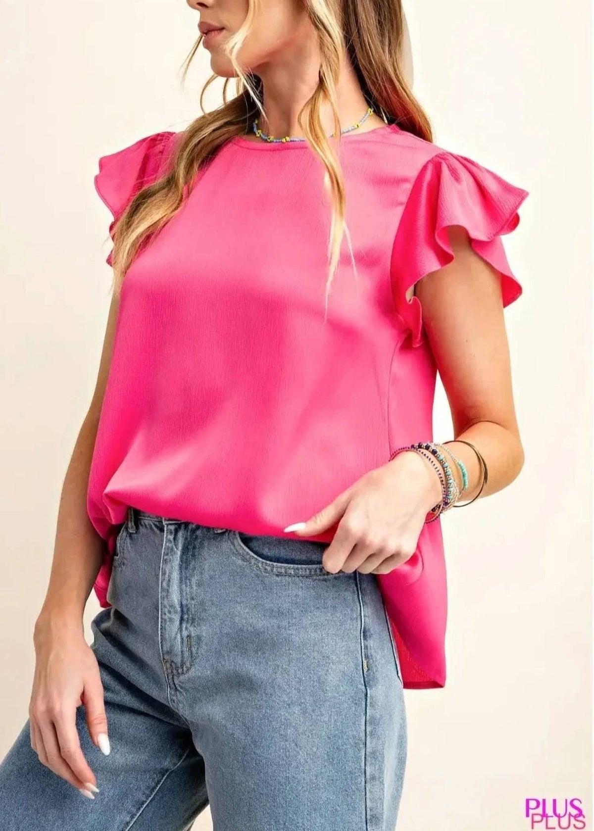 Kori - Cap Ruffle Sleeve Top - Plus