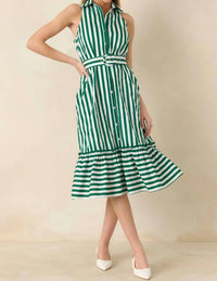 Prosperina - Lourdes Stripe Cotton Midi Dress