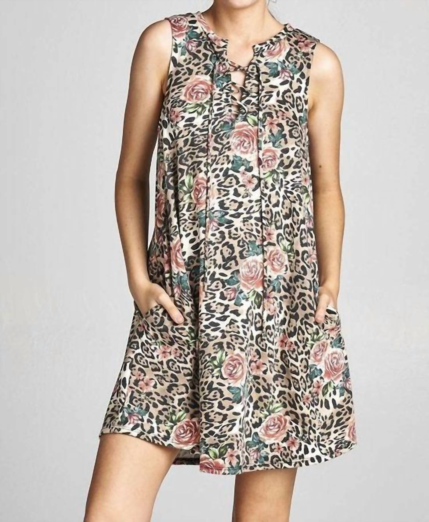 Cotton Bleu - Lace Up Sleeveless Dress
