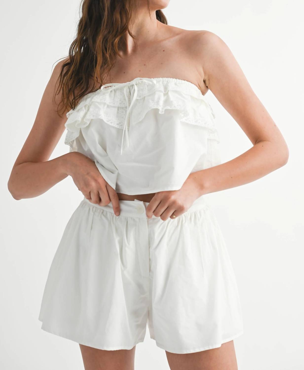 Mable - Mary Catherine Ruffle Lace Top & Shorts Set