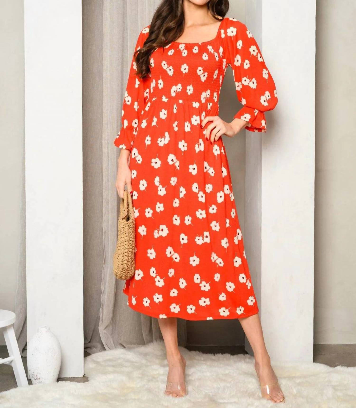 Sugarlips - Smock Floral Midi Dress