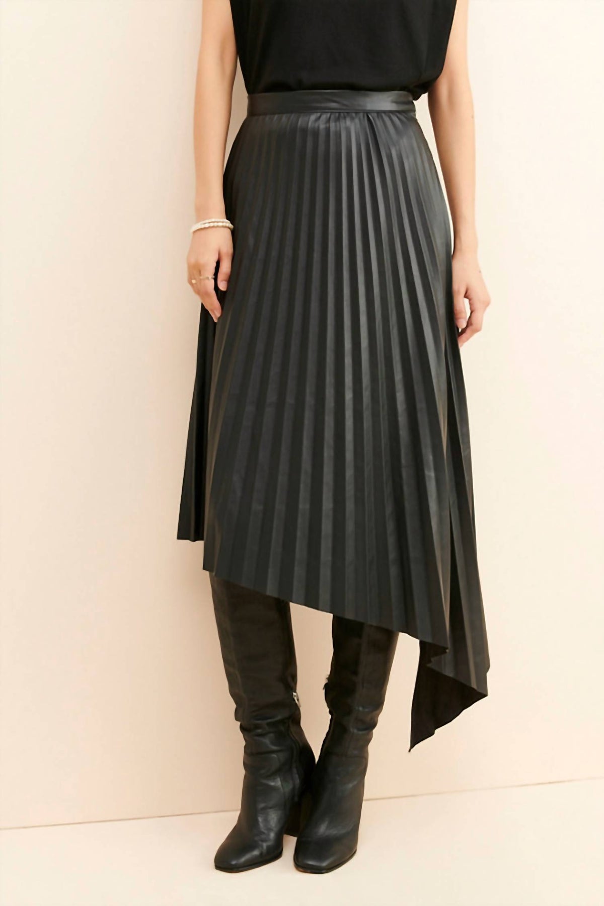 Bishop + Young - Presley Pleated Vegan Leather Skirt