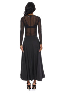 GREYLIN Kareli Rib Sheer Mesh Long Sleeve Top in black - women's long sleeve top - view 4