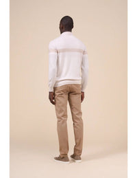 Fedeli Milos Cashmere Linen Full-zip Sweater in silver stripe - men's sweater - alternate view