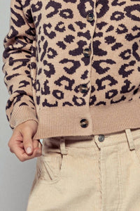 Urban Daizy Crewneck Cropped Cardigan in leopard - women's cardigan - view 4