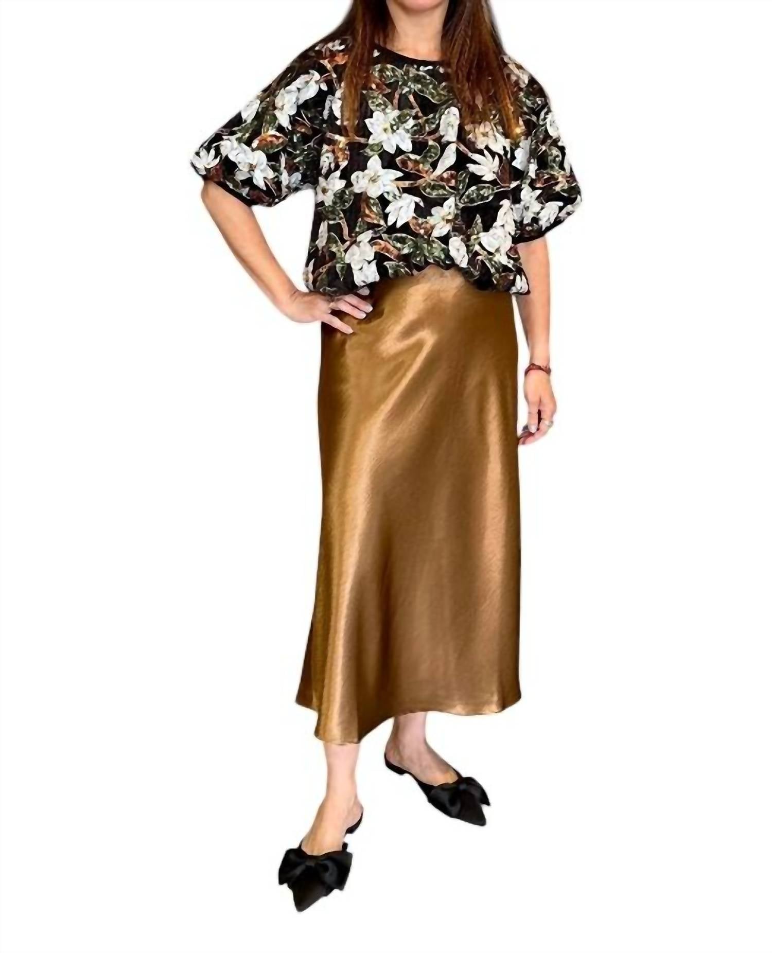 THML Holly Floral Sequin Top in black multi - women's blouse