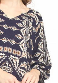Papillon - Global Print Blouse With Tie Neck