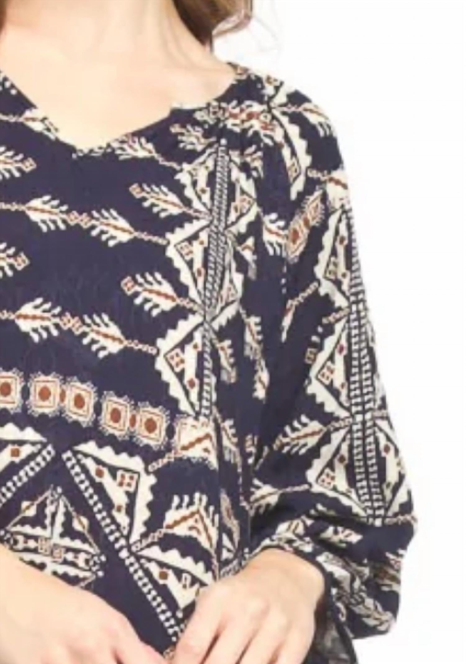 Papillon - Global Print Blouse With Tie Neck
