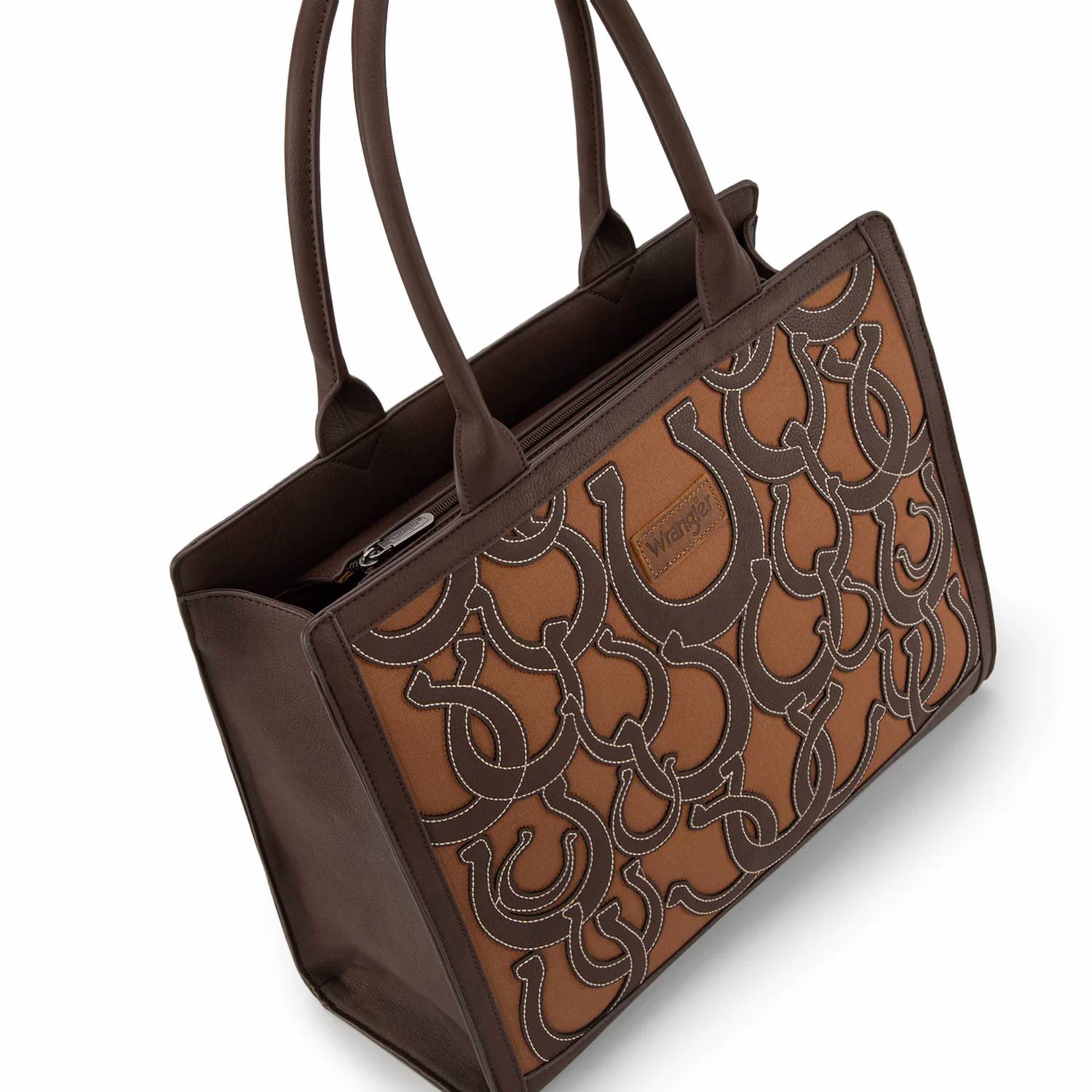 Wrangler Horseshoe Cutout Carry-All Large Tote Bag in coffee - women's bag