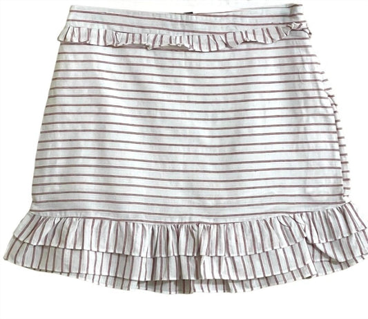 Aqua - Women's Cotton Blend Stripes Ruffle A Line Slip Skirt