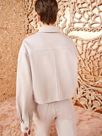 Ulla Johnson The Bobbi Denim Jacket in dove - women's jacket - detail view