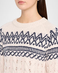 Autumn Cashmere - Fair Isle Cable Crew Knit Sweater
