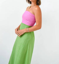 Karlie - Colorblock Linen Maxi Dress