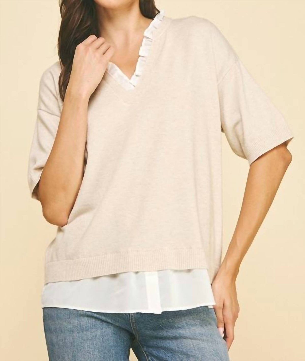 Pinch - Mixed Media Layered Knit Top