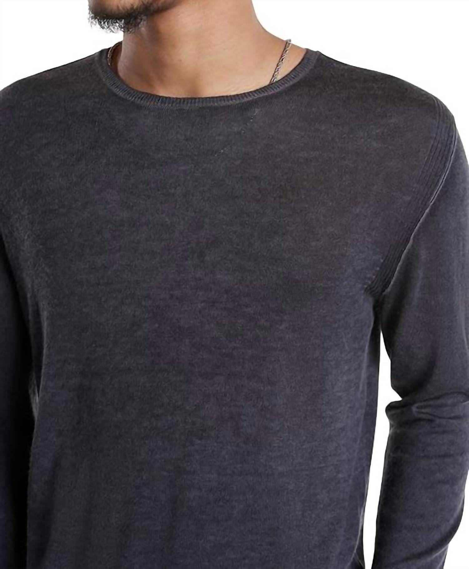 John Varvatos - Pete Long Sleeve Crew Reverse Print Sweater