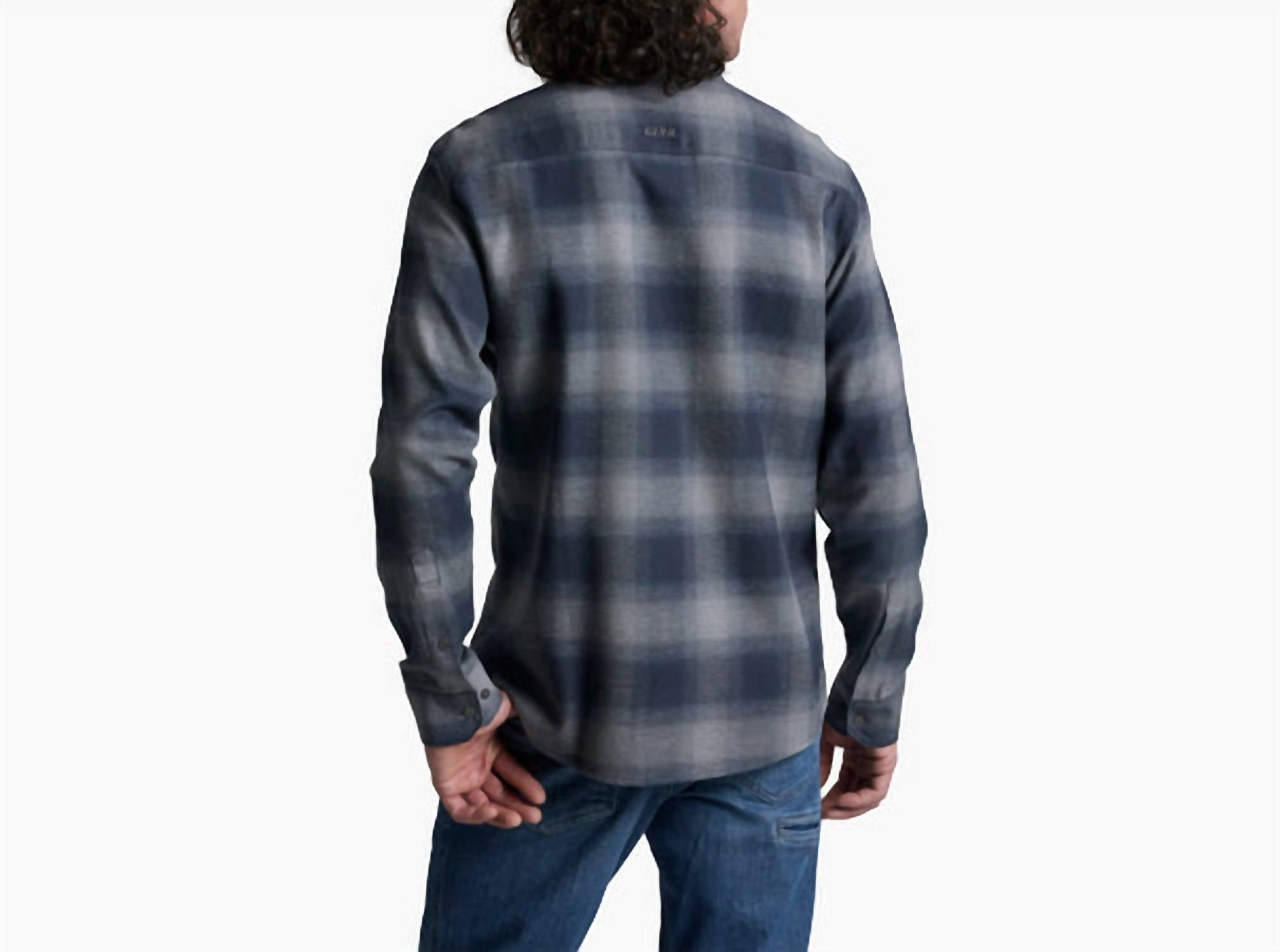 KUHL Men's Law Flannel Top in steel blue - men's shirt - detail view