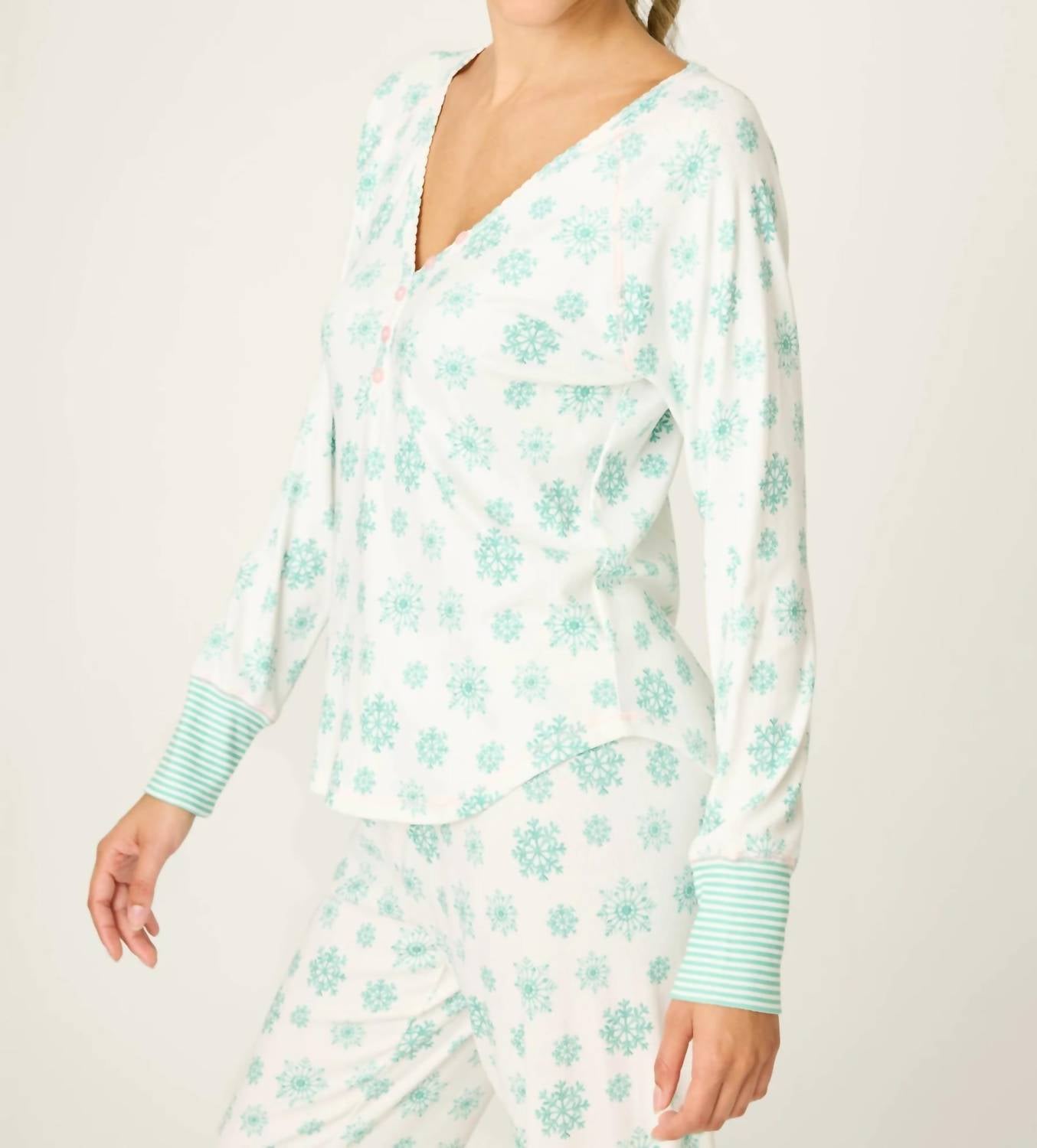 Pj Salvage - Snowflake Wishes Pointelle Henley Top