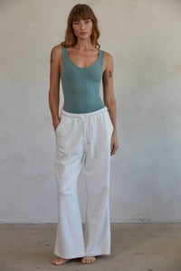 By Together - Women's Double Layered Seamless V Neck Sleeveless Bodysuit
