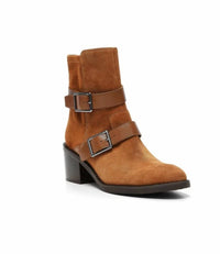 Donald Pliner - Women's Suede Saddle Buckle Straps Moto Boots