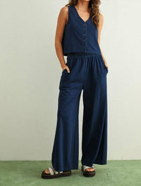 MIOU MUSE Dye And Wash Knitted Pants in indigo - women's pants - view 5