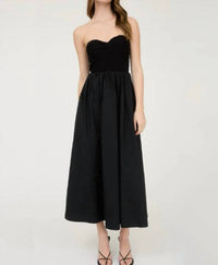 The Workshop Studio - Strapless Twist Front Mixed Media Midi Dress