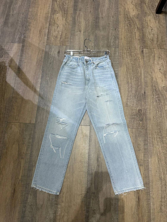 Vervet By Flying Monkey - Super High Rise Distressed Straight Jeans