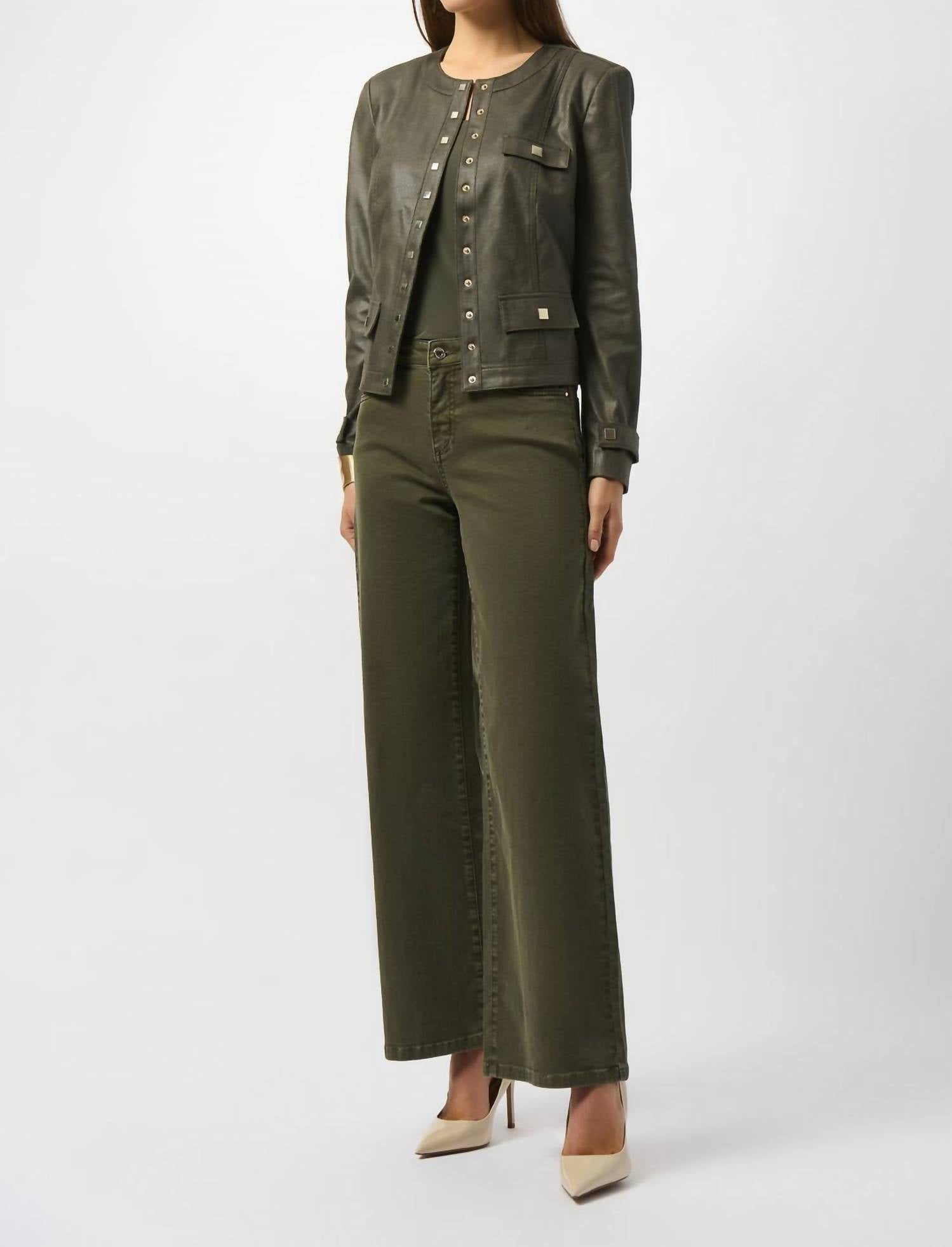 Joseph Ribkoff Classic Wide-leg Stretch Denim Jeans in olive - women's jeans