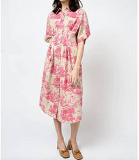 Ivy Jane Toile Tucked Dress in pink - women's dress