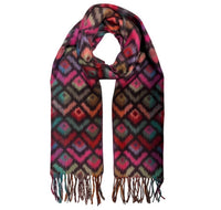 V. FRAAS Women's Peacock Feathers Cashmink Scarf in bristol black - women's scarf