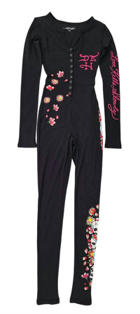 Ed Hardy Women's Flower Skull Long Sleeve Pajama in black - women's pants