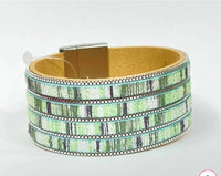 Pink Panache - Women's Shades Of Green Cuff Bracelet